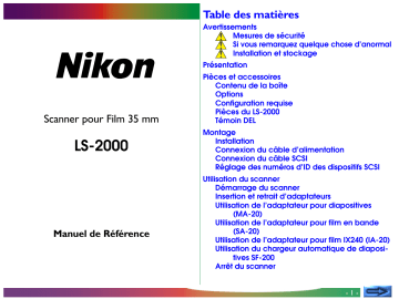 Manuel du propriétaire | Nikon LS 2000 & LS-2000 Manuel utilisateur | Fixfr