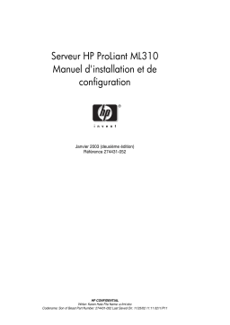 HP PROLIANT ML310 SERVER Manuel utilisateur