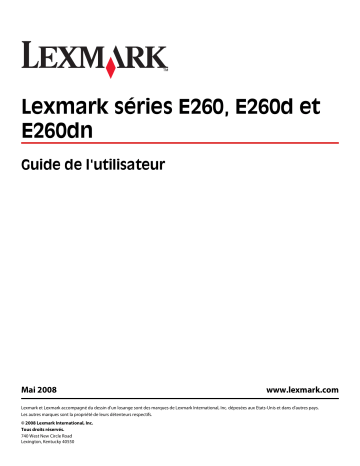 Manuel du propriétaire | Lexmark E260 Manuel utilisateur | Fixfr