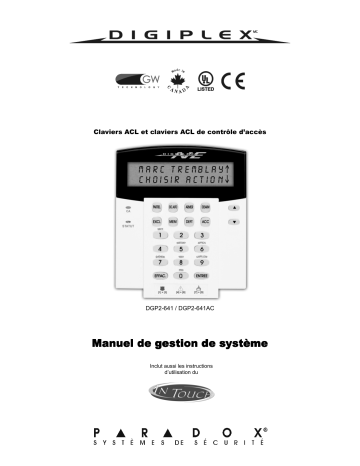 Manuel du propriétaire | PARADOX DIGIPLEX DGP2-NE641 Manuel utilisateur | Fixfr