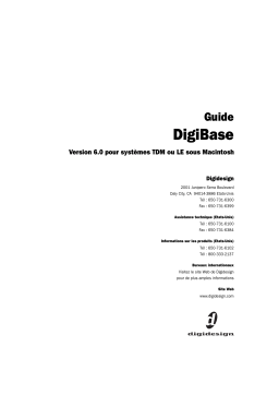 Avid Digidesign Digibase version 6.0 systèmes TDM ou LE Macintosh Manuel utilisateur
