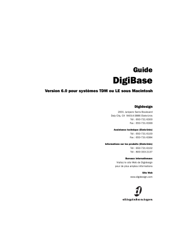 Mode d'emploi | Avid Digidesign Digibase version 6.0 systèmes TDM ou LE Macintosh Manuel utilisateur | Fixfr