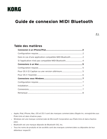 KORG BLE-MIDI Driver | microKEY Air | nanoKEY Studio | Mode d'emploi | Korg nanoKONTROL Studio Manuel utilisateur | Fixfr