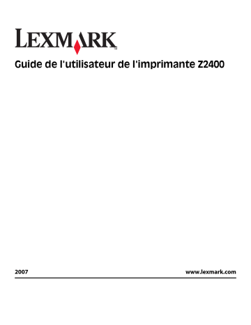 Manuel du propriétaire | Lexmark Z2420 Manuel utilisateur | Fixfr
