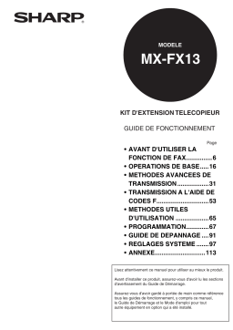 Sharp MX-FX13 Manuel utilisateur