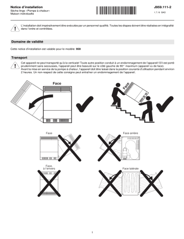 V-ZUG 959 Dryer Adora TSL WP neutral Guide d'installation | Fixfr