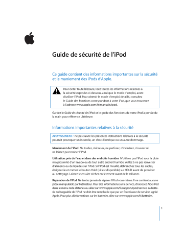 Manuel du propriétaire | Apple iPod Manuel utilisateur | Fixfr