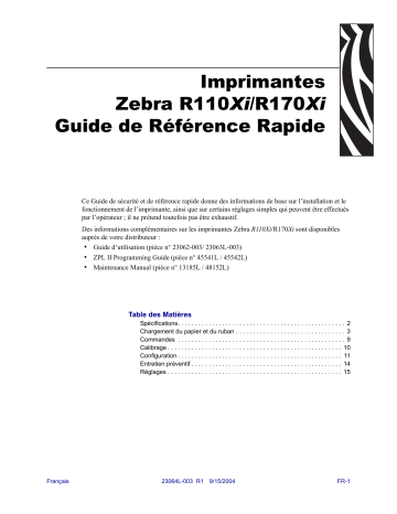 Zebra RXi Guide de démarrage rapide | Fixfr