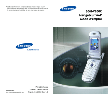 Samsung SGH-V200C navigateur WAP Mode d'emploi | Fixfr