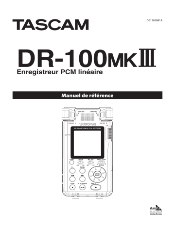 Tascam DR 100 MKIII Manuel utilisateur | Fixfr