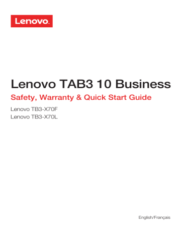 Guide de démarrage rapide | Lenovo Tab 3 10 Business Manuel utilisateur | Fixfr