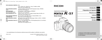 Pentax Série K-s1 Mode d'emploi | Fixfr