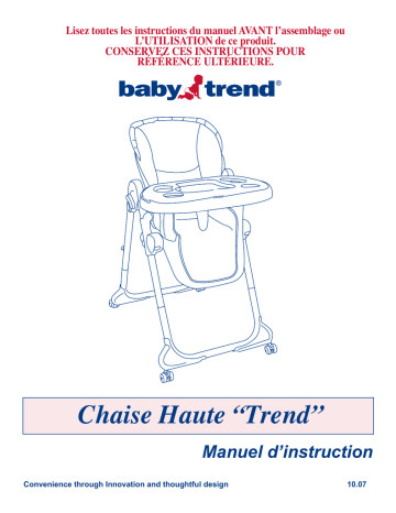 Trend High Chair | Manuel du propriétaire | Baby Trend 8625 Playard Manuel utilisateur | Fixfr