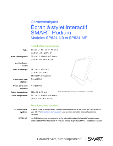 SMART Technologies Podium SP500 spécification | Fixfr