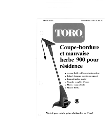 Toro 900 Electric Trimmer Manuel utilisateur | Fixfr