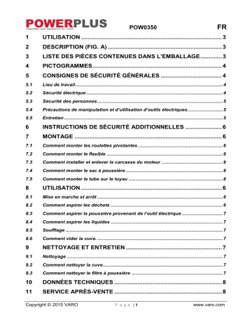 Manuel du propriétaire | Powerplus POW0350 Manuel utilisateur | Fixfr