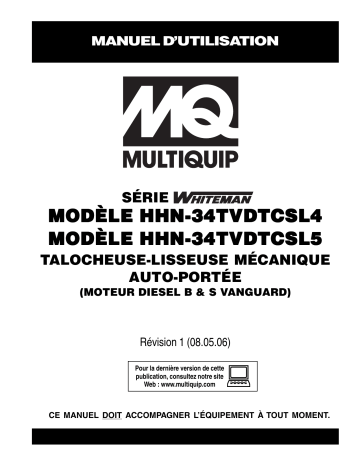 Mode d'emploi | MQ Multiquip HHN34TVD Truelles ride-on Manuel utilisateur | Fixfr