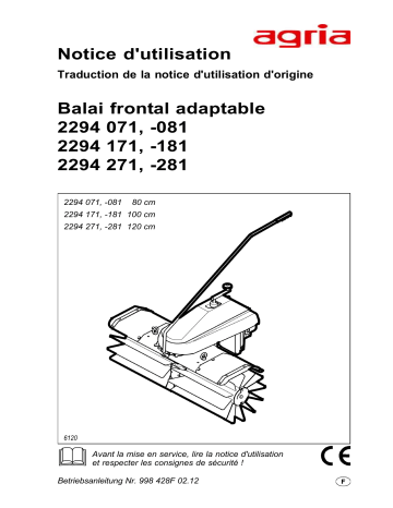 Manuel du propriétaire | Agria 2294 Front Mounted Sweeper Manuel utilisateur | Fixfr