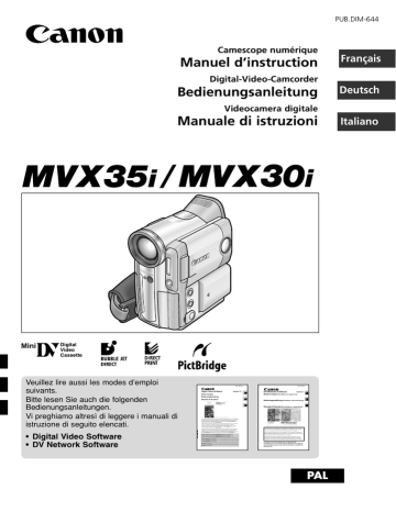 MVX 35i | MVX35i | MVX 30i | Mode d'emploi | Canon MVX30I Manuel utilisateur | Fixfr