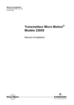 Micro Motion Transmetteur Modèle 2200S Guide d'installation