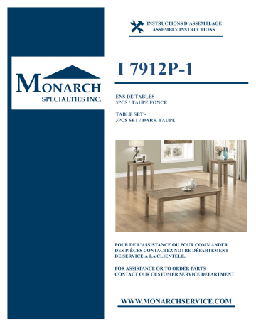 Monarch Specialties I 7912P TABLE SET Manuel utilisateur | Fixfr