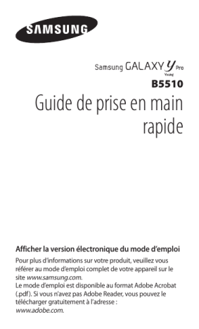 GT-B5510 | Samsung Galaxy Y Pro Guide de démarrage rapide | Fixfr
