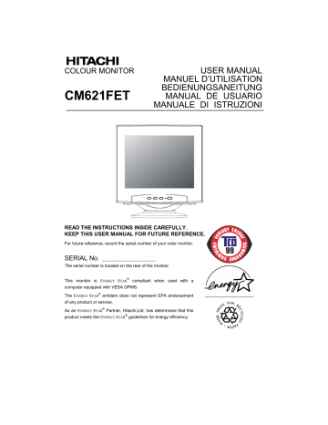 Manuel du propriétaire | Hitachi CM621FET Manuel utilisateur | Fixfr