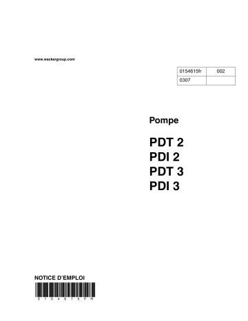 PDT2 | Wacker Neuson PDT3 Diaphragm Pump Manuel utilisateur | Fixfr