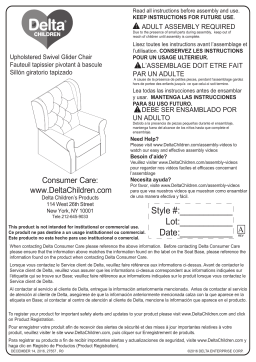 Delta Children Emerson Nursery Glider Swivel Rocker Chair Manuel utilisateur