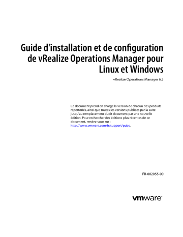 Mode d'emploi | VMware vRealize Operations Manager 6.3 Manuel utilisateur | Fixfr