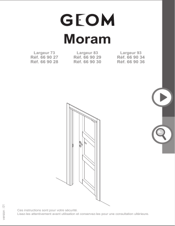 Mode d'emploi | Geom Moram laqué blanc 3 carreaux 73cm poussant droit Manuel utilisateur | Fixfr