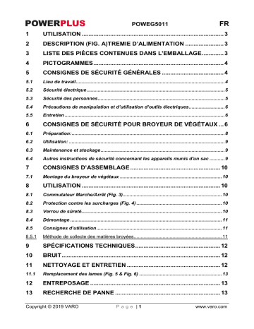 Manuel du propriétaire | Powerplus POWEG5011 Manuel utilisateur | Fixfr
