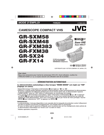 GR SXM58 | GR FX14 | GR SXM48 | GR SX24 | GR FXM383 | JVC GR FXM38 Mode d'emploi | Fixfr