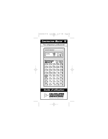 Calculated Industries 4045 Construction Master IV Mode d'emploi | Fixfr