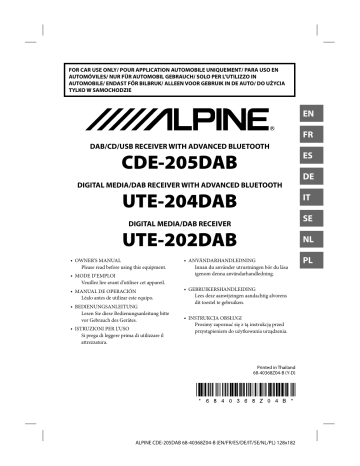 Manuel du propriétaire | Alpine UTE-204DAB Manuel utilisateur | Fixfr