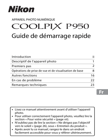 Guide de démarrage rapide | Nikon Coolpix P950 Manuel utilisateur | Fixfr