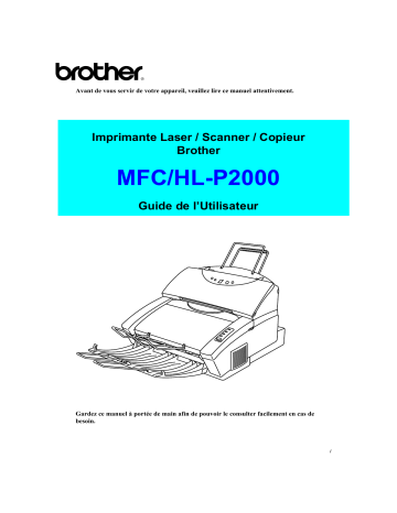 Manuel du propriétaire | Brother MFC-P2000 Manuel utilisateur | Fixfr