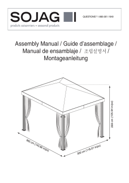 Sojag 500-9166842 Monteserra 10 ft. x 12 ft. Light Gray Powder-Coated Metal Gazebo with Nylon Roof and Included Mosquito Netting Manuel utilisateur