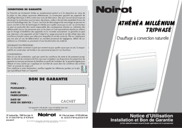 Manuel du propriétaire | Noirot ATHENEA MILLENIUM TRIPHASE Manuel utilisateur | Fixfr