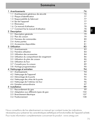 Manuel du propriétaire | Smeg TR90BLP9 Manuel utilisateur | Fixfr