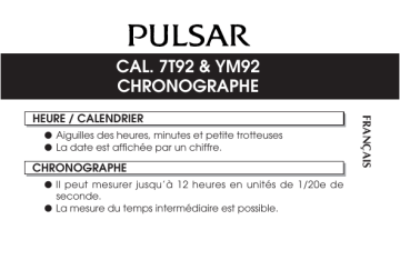 YM92 | Mode d'emploi | Pulsar 7T92 Manuel utilisateur | Fixfr