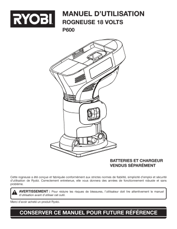 Manuel du propriétaire | Ryobi P600 Manuel utilisateur | Fixfr