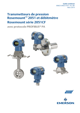 Rosemount 2051 Transmetteurs de pression et débitmètre série 2051CF avec protocole PROFIBUS® PA Manuel utilisateur