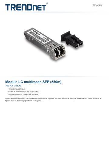 Trendnet TEG-MGBSX SFP Multi-Mode LC Module (550m) Fiche technique | Fixfr