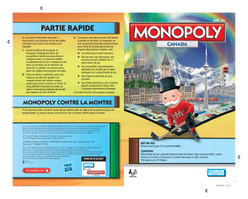 Manuel du propriétaire | Hasbro Monopoly Canada Manuel utilisateur | Fixfr