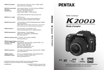 Pentax Série K-200D Mode d'emploi | Fixfr
