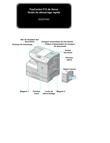 Xerox F12 FaxCentre Guide de démarrage rapide | Fixfr