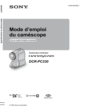 DCR PC330 | Sony DCR-PC330 Mode d'emploi | Fixfr