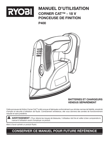 Manuel du propriétaire | Ryobi P400 Manuel utilisateur | Fixfr