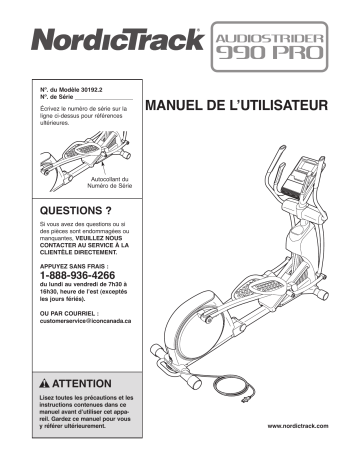 30192.2 | NordicTrack Audiostrider 990 Pro Elliptical Manuel utilisateur | Fixfr